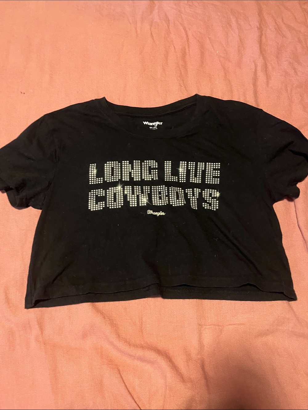 Wrangler Black Short-Sleeve 'Long Live Cowboys' Rhinestone print Tee
